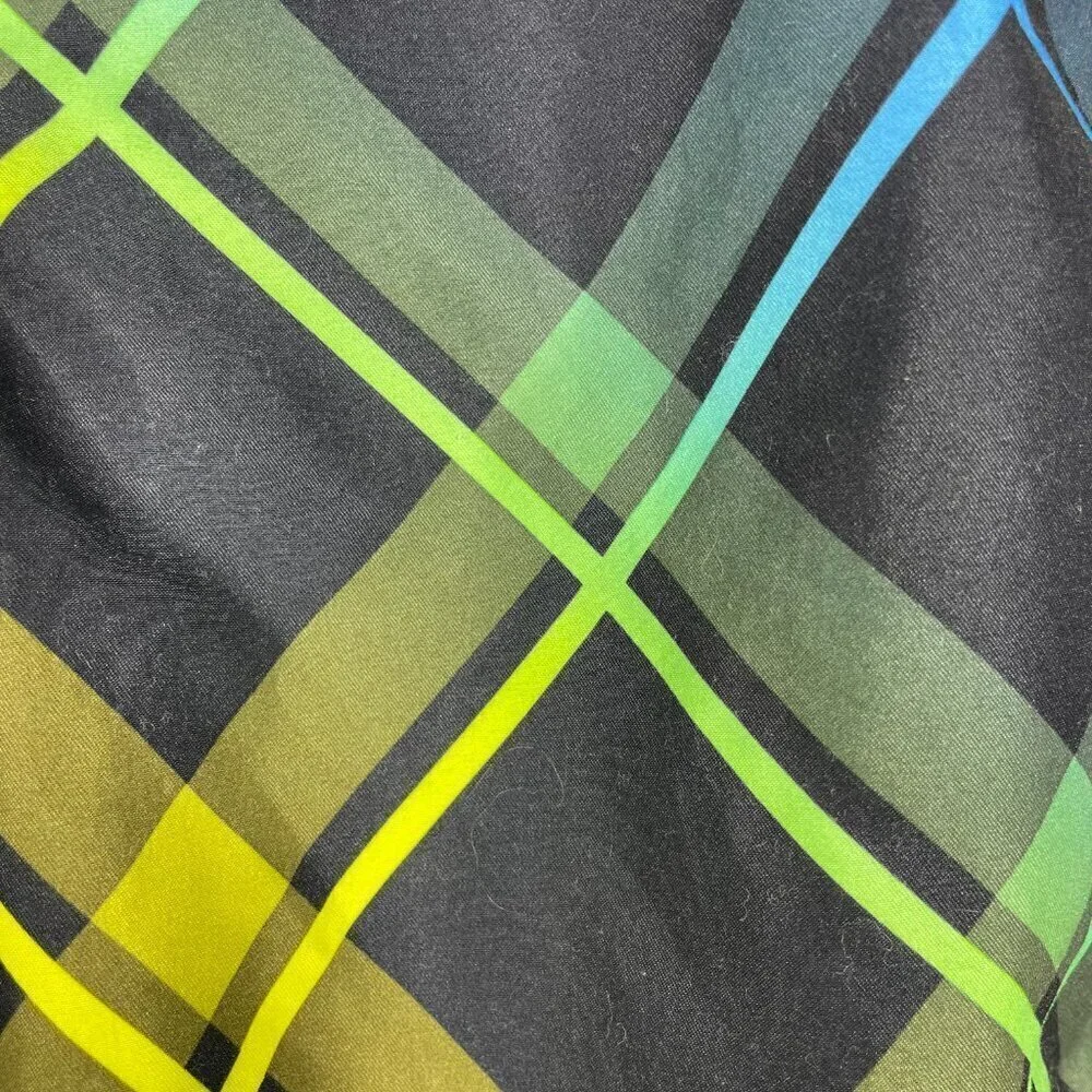 Speedo Men's Blue Black Green Plaid Swim Trunks Beach Summer Medium!